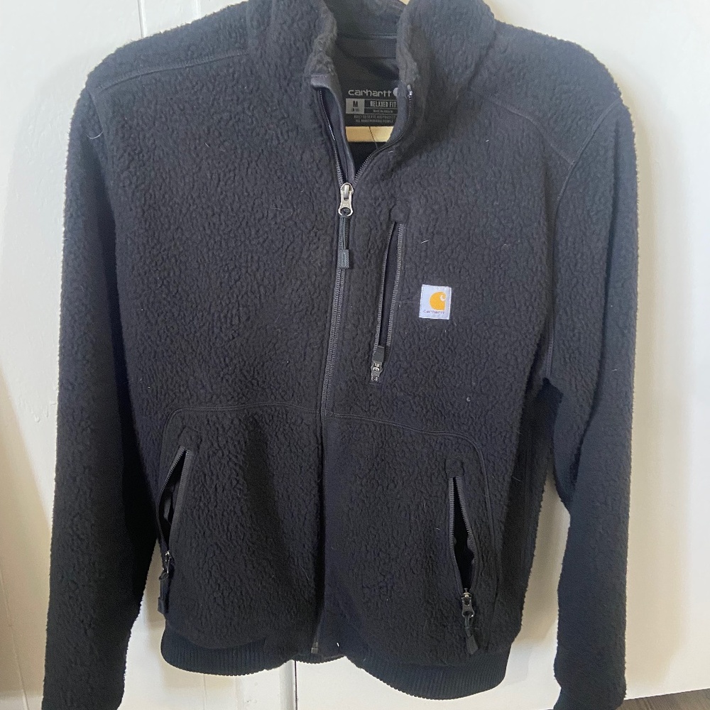 Carhartt Sherpa Fleece Relaxed Fit Women Zip Up Jacket Black Medium